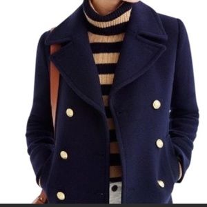 JCrew Navy Majesty Stadium Cloth Peacoat, Size 2